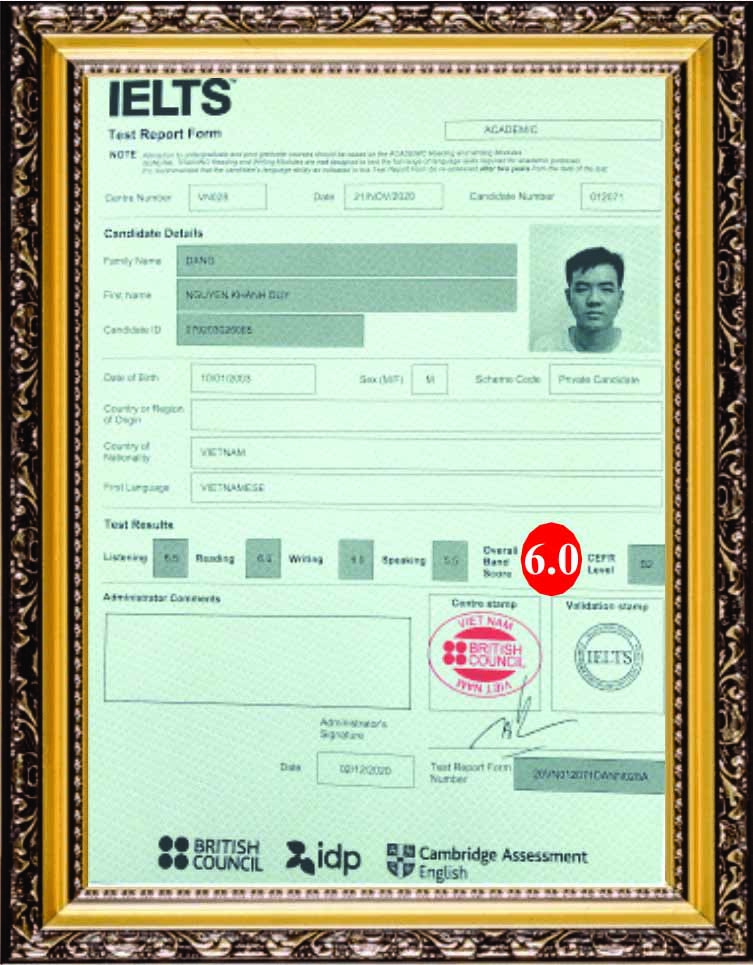 Chung Chi Tieng Anh Ielts 6 Cua Hoc Sinh Khanh Duy